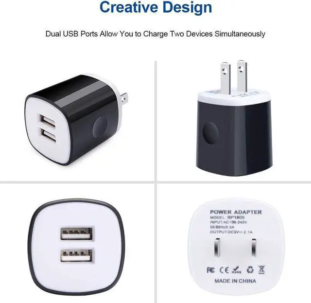 Alt view image 4 of 7 - Micro USB Cable, Charging Block, 6FT Fast Charger Android Phone Cords with 2.1A Dual Wall Charger Compatible for LG stylo 2/3 LG G3 G4 K30 K20 Plus K7 K8, Kindle Fire 7 HD 8 10 Tablet