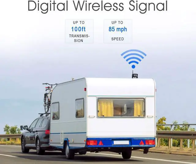 Alt view image 2 of 7 - Digital Wireless Backup Camera System Kit, IP69 Waterproof Wireless Rear View Camera + 7 LCD Wireless Reverse Monitor for RV/Truck/Trailer/Bus/Camper/5th Wheel (W01-7 inch)