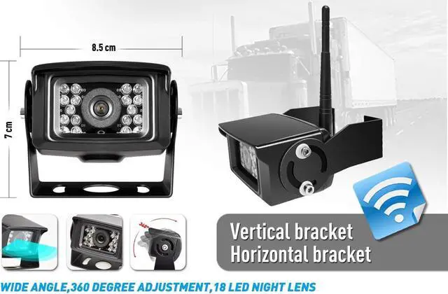 Alt view image 5 of 7 - Digital Wireless Backup Camera System Kit, IP69 Waterproof Wireless Rear View Camera + 7 LCD Wireless Reverse Monitor for RV/Truck/Trailer/Bus/Camper/5th Wheel (W01-7 inch)