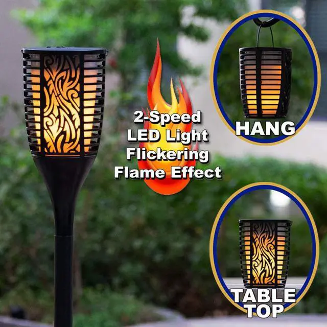 Alt view image 2 of 6 - Theater Solutions TT100 Fully Wireless 240 Watt Rechargeable Battery Bluetooth Tiki Torch Speaker 4 Pack Lanterns Link Up to 99 Speakers Wirelessly, Black (TT100-2PR)