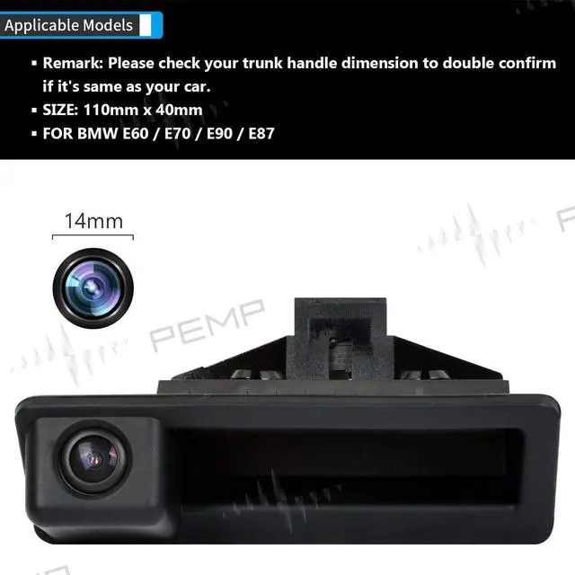 Alt view image 2 of 7 - PEMP AHD Rear Camera 720P 25FPS Parking Rear View Camera for BMW E60 E70 E90 E87