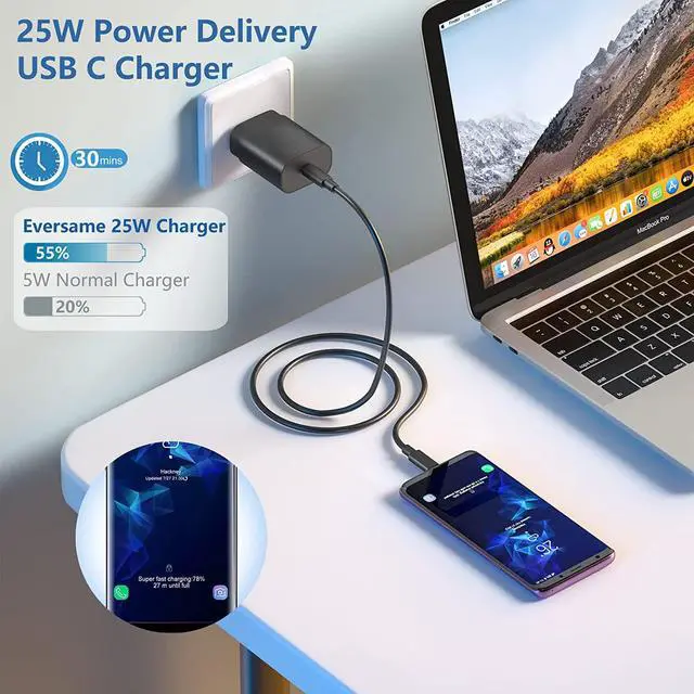 Alt view image 3 of 7 - Galaxy S23 Charger Block USB Type C Plug Wall Charger Power Adapter 25W PD Super Fast Charging for Samsung Galaxy S23/S22/S21/Ultra/Plus/Note 20/10/Z fold 3/iPhone 16/15/14/iPad/Tablet-2 Pack Black