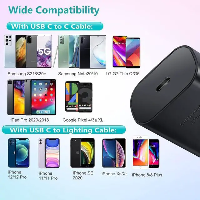 Alt view image 7 of 7 - Galaxy S23 Charger Block USB Type C Plug Wall Charger Power Adapter 25W PD Super Fast Charging for Samsung Galaxy S23/S22/S21/Ultra/Plus/Note 20/10/Z fold 3/iPhone 16/15/14/iPad/Tablet-2 Pack Black