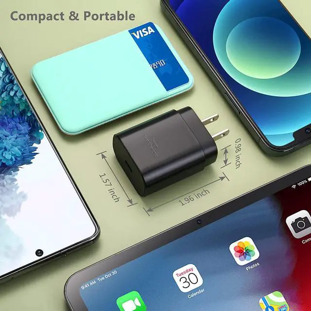 Alt view image 5 of 7 - USB C Wall Charger Adapter, Costyle 3 Pack PD 25W Super Fast Charger Type C Charging Block For Samsung Galaxy S25/S24/S23/S22/S21/S20 Ultra/Plus/S20FE/S10/A13/A53/A71/Note 20 Ultra/10,Pixel 7/6A-Black