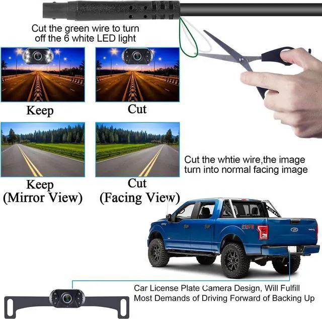 Alt view image 7 of 7 - Backup Camera Easy Setup Plug-Play: HD 1080P No-Delay Waterproof - Clear Night Vision Rear View Camera with Monitor for Car Truck SUV - LK3