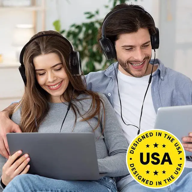 Alt view image 7 of 7 - Classroom Headphones-Bulk 10-Pack, Student On Ear Comfy Swivel Earphones for Library, School, Airplane, Kids-for Online Learning and Travel, HQ Stereo Sound 3.5mm Jack (Black with Microphone)