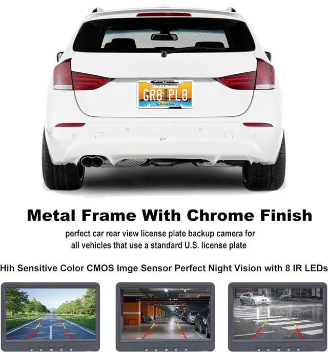 Alt view image 5 of 7 - License Plate Backup Camera, JPP Front/Rear View Camera 170° Viewing Angle Universal Car Reverse Camera Waterproof 8 LED Night Vision Vehicle Reverse Camera