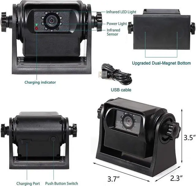 Alt view image 5 of 7 - EWAY WiFi Magnetic Hitch Wireless Backup Rear/Front View Camera Rechargeable Battery for Easy Hitching of Gooseneck Horse Boat Travel Trailer/Fifth Wheels/RV/Camper Reverse for iPhone iPad Android