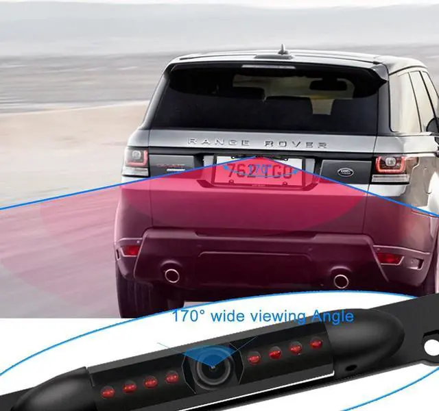Alt view image 5 of 7 - Wordcam License Plate Frame Rear View Backup Camera 170° Viewing Angle Universal Car License Plate Frame Mount Waterproof High Sensitive 8 IR LED Night Vision Reverse Parking Aid System