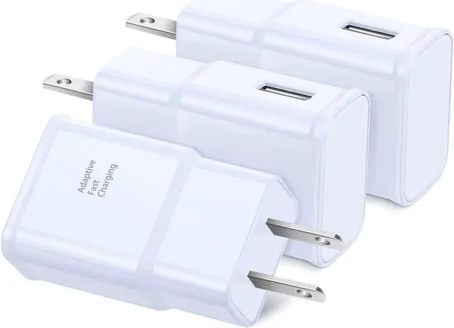 Main image of Adaptive Fast Charger, Qihop 3-Pack USB Wall Charger Fast Charging Block Travel Adapters Compatible for Samsung S21 S20 S10e S9 S8 Plus, Note 8 9 10 Plus 20, iPhone, LG Quick Phone Charger (White)