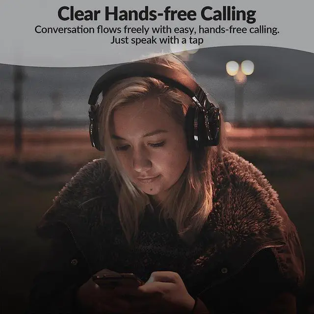 Alt view image 5 of 7 - Silensys E7 Active Noise Cancelling Headphones Bluetooth Headphones with Microphone Deep Bass Wireless Headphones Over Ear, Comfortable Protein Earpads, 30 Hours Playtime for Travel/Work, Black