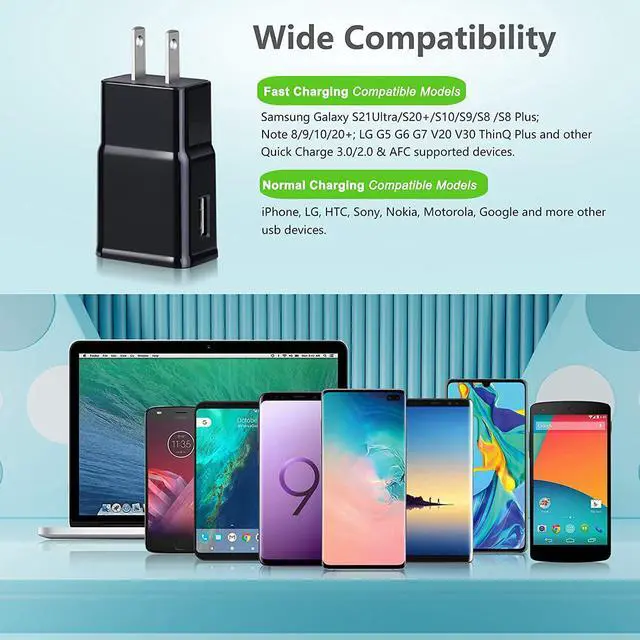 Alt view image 5 of 7 - 6-Pack Type C Charger Fast Charging Block, Android Phone Rapid USB Wall Charger Compatible with Samsung Galaxy S21/S20/S10/S10e/S10 Plus/S9/S9 Plus/S8/S8 Plus/S7/S6/Note 10/Note 9/Note 8,LG,HTC(Black)