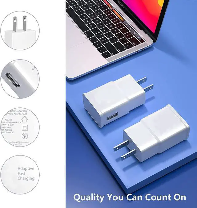 Alt view image 3 of 7 - Adaptive Fast Charging Wall Charger Adapter, Eversame 6-Pack Fast Charging Block Travel USB Charger Box Compatible Samsung Galaxy S10 S9 S8 S7 S6 Note 8 9, iPhone, LG, HTC and More (White)