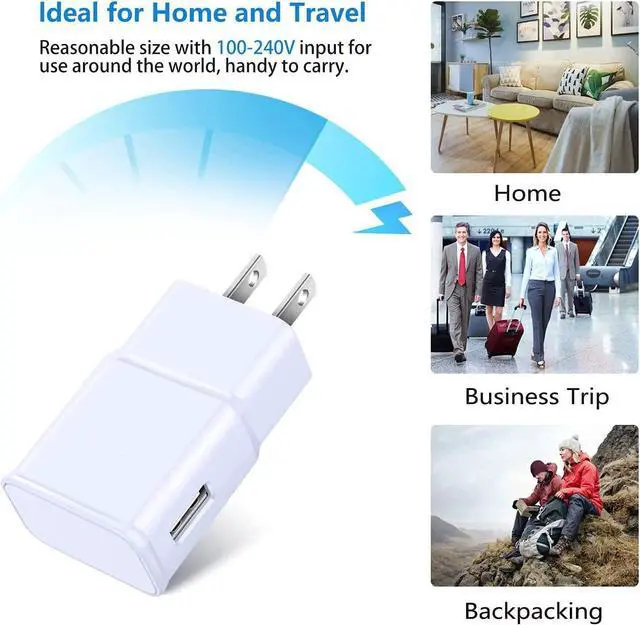 Alt view image 4 of 7 - Adaptive Fast Charging Wall Charger Adapter, Eversame 6-Pack Fast Charging Block Travel USB Charger Box Compatible Samsung Galaxy S10 S9 S8 S7 S6 Note 8 9, iPhone, LG, HTC and More (White)