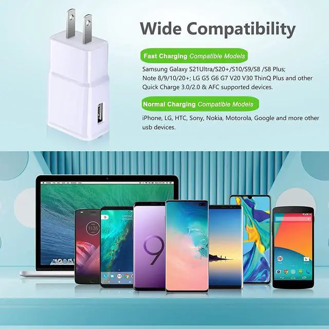 Alt view image 5 of 7 - Adaptive Fast Charging Wall Charger Adapter, Eversame 6-Pack Fast Charging Block Travel USB Charger Box Compatible Samsung Galaxy S10 S9 S8 S7 S6 Note 8 9, iPhone, LG, HTC and More (White)