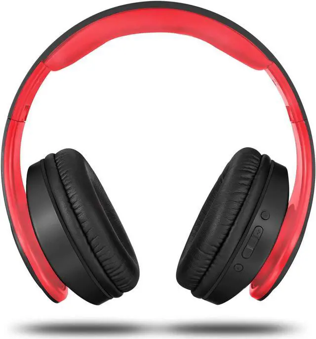 Alt view image 3 of 5 - TUINYO Bluetooth Headphones, Over Ear Stereo Wireless Headset 40H Playtime with Deep Bass,Soft Memory-Protein Earmuffs,Built-in Mic Wired Mode PC/Cell Phones-Black red