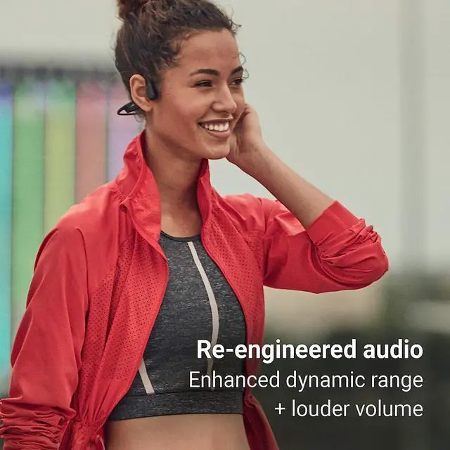 Alt view image 2 of 2 - AFTERSHOKZ Aeropex Open-Ear Wireless Bone Conduction Headphones, IP67 Rated, Solar Red