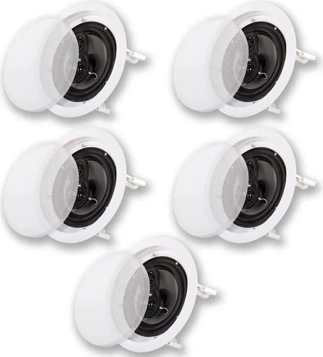 Main image of Acoustic Audio by Goldwood CS-IC83 8 3-Way In Ceiling Home Theater Speaker System (White, 5 Speakers)