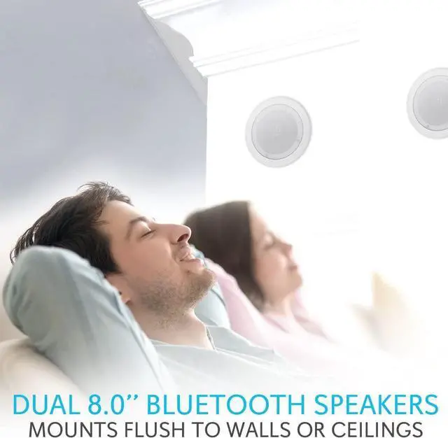 Alt view image 5 of 7 - Pyle Pair 8" Bluetooth Flush Mount In-wall In-ceiling 2-Way Universal Home Speaker System Spring Loaded Quick Connections Polypropylene Cone Polymer Tweeter Stereo Sound 250 Watts (PDICBT852RD)