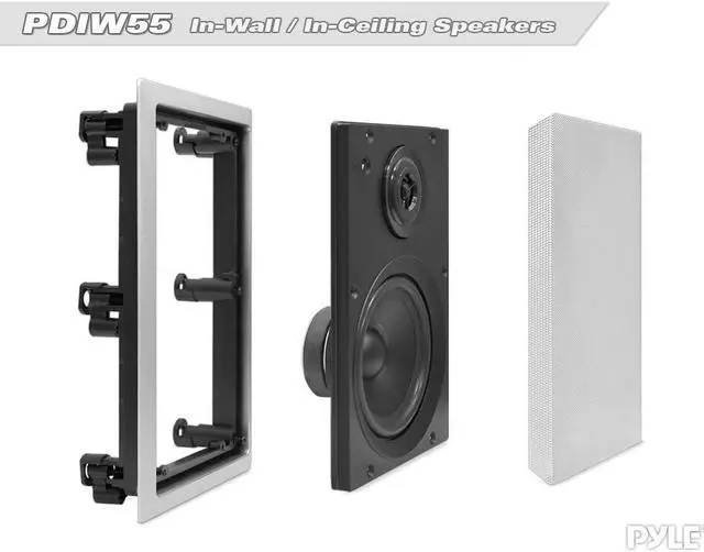 Alt view image 3 of 7 - Two Way Stereo Sound Speaker - Dual Professional Audio Speakers System - In Wall / In Ceiling White Mount Flush, 6.5" Midbass, 1/2 Inch Polymer Tweeter - Indoor Home Theater - Pyle PDIW65 (Pair)