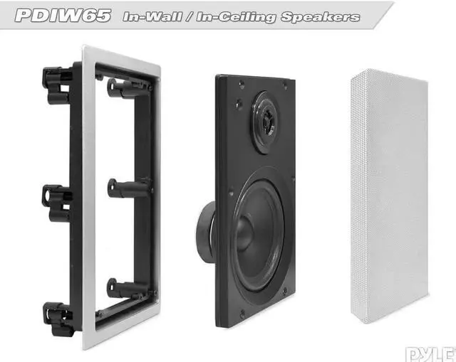 Alt view image 7 of 7 - Two Way Stereo Sound Speaker - Dual Professional Audio Speakers System - In Wall / In Ceiling White Mount Flush, 6.5" Midbass, 1/2 Inch Polymer Tweeter - Indoor Home Theater - Pyle PDIW65 (Pair)