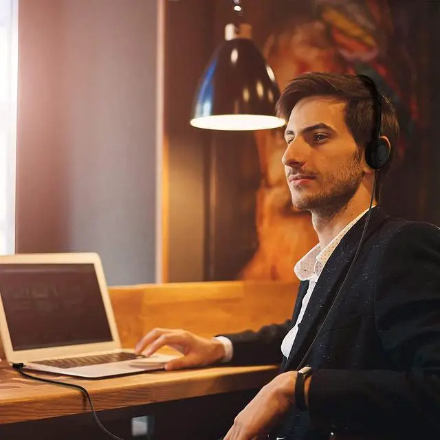 Alt view image 5 of 7 - Maeline Bulk Headphones On-Ear Stereo Headset with 3.5 mm Headphone Plug - 10 Pack - Black