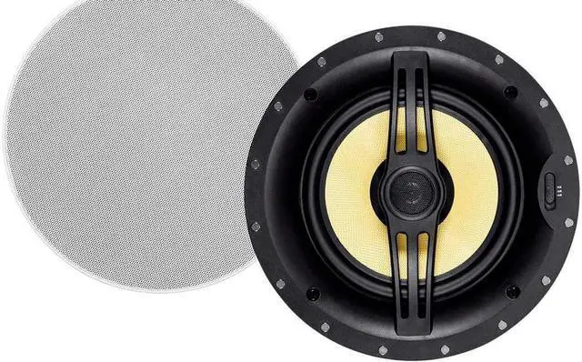 Alt view image 10 of 15 - Monoprice 2-Way Aramid Fiber Back Ceiling Speakers - 8 Inch - Black With Covered Crossover (Pair), Removable And Paintable Grille