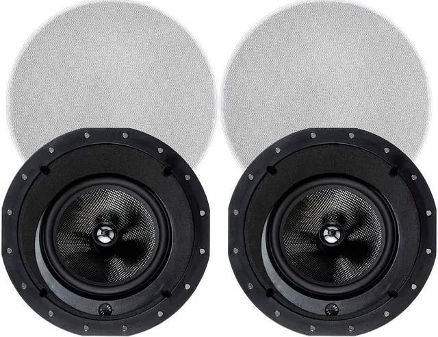 Alt view image 7 of 13 - Monoprice 2-Way Carbon Fiber In-Ceiling Speakers - 8 Inch With 15 Degree Angled Drivers (Pair) - Alpha Series