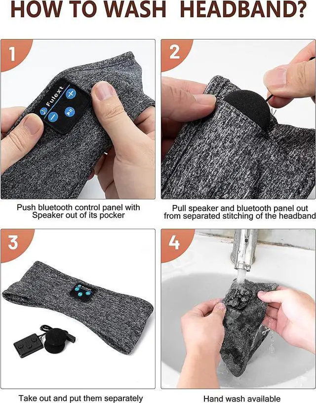 Alt view image 6 of 6 - Voerou Sleep Headphones, Bluetooth Headband,Sleeping Headphones with Ultra-Thin Speakers for Side Sleepers,Headband Headphones for Sleeping,Running,Workout,Travel,Yoga,Insomnia,Meditation