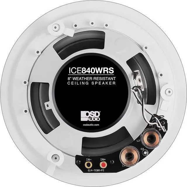 Alt view image 2 of 4 - OSD Audio 8 Weatherproof in-Ceiling Speaker Pair - Indoor/Outdoor Stereo - ICE840WRS