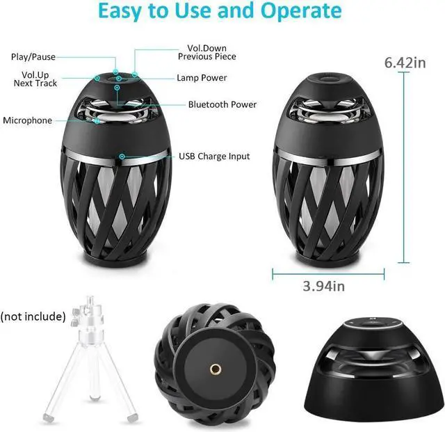 Alt view image 4 of 7 - Led Flame Speakers, Flame Torch Atmosphere Speaker Bluetooth 4.2 Wireless Portable Outdoor HD Audio Waterproof Speaker