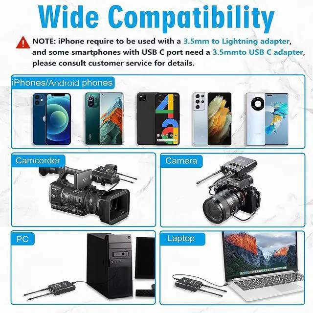 Alt view image 3 of 7 - WM500 UHF Wireless Lavalier Microphone System, 16-Channel Lavalier Lapel Mic with Rechargeable Transmitter and Receiver for Recording YouTube, Interview, Vlogging, Conference - 4 X Transmitters