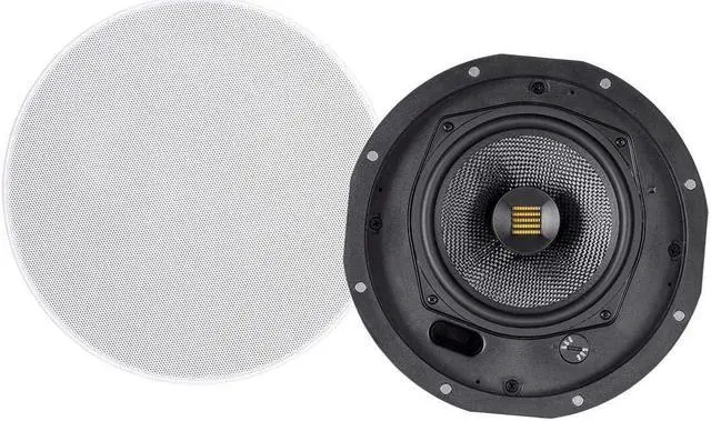 Alt view image 6 of 12 - Monoprice Amber 2-Way Carbon Fiber Ceiling Speakers - 6.5 Inch With Magnetic Grille And Ribbon Tweeter (Pair)