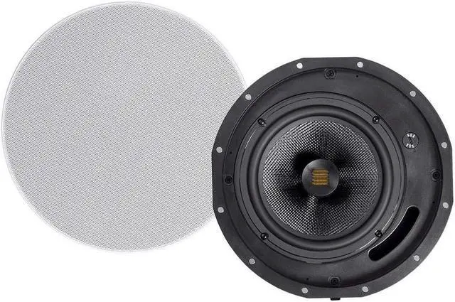 Main image of Monoprice Amber 2-Way Carbon Fiber Ceiling Speakers - 6.5 Inch with Magnetic Grille and Ribbon Tweeter (Pair) Black