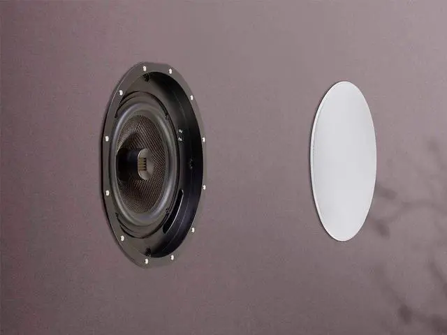 Alt view image 4 of 6 - Monoprice Amber 2-Way Carbon Fiber Ceiling Speakers - 6.5 Inch with Magnetic Grille and Ribbon Tweeter (Pair) Black