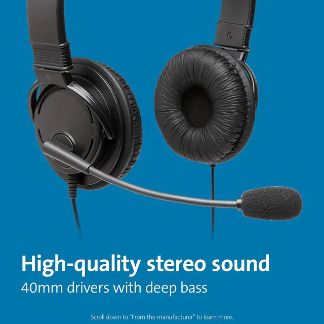 Alt view image 2 of 7 - Kensington USB Hi-Fi Headphones w/Mic BULK Black