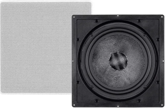 Alt view image 8 of 13 - Monoprice Carbon Fiber In-Wall Speaker - 10 Inch (Each) 300 Watt Subwoofer, Easy Install For Home Theater - Alpha Series