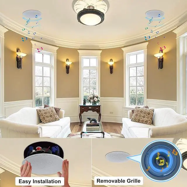 Alt view image 6 of 7 - Herdio 4 HCS418 160 Watts 2 Way Flush Mount in Ceiling in Wall Passive Speakers Great for Kitchen,Living Room,Office(A Pair)
