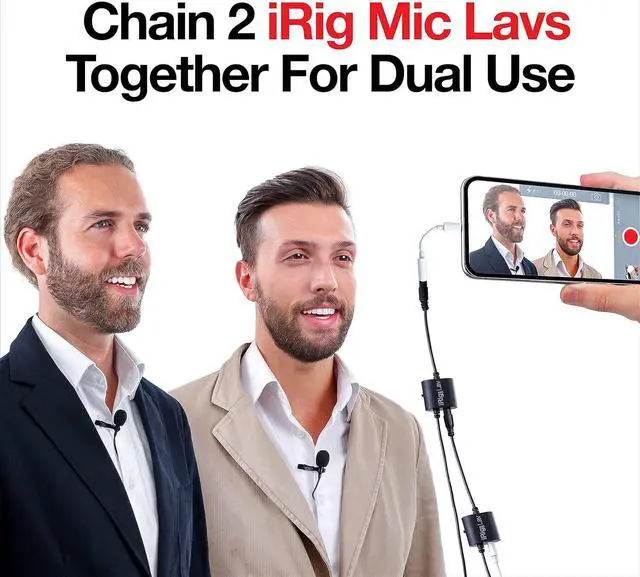 Alt view image 5 of 7 - IK Multimedia iRig Mic Lav lapel microphone, omnidirectional condenser lavalier microphone with 1/8" TRRS jack, headphone out and daisy-chaining for iPhone, iPad, Android, Mac, PC