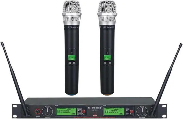 Main image of 2x800 Adjustable Frequency UHF True Diversity Wireless Handheld Microphone Mic System Ideal for Church, Karaoke, Dj Party, Range 400 ft