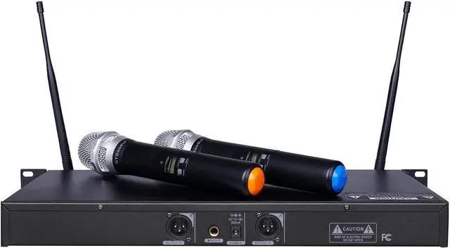 Alt view image 2 of 5 - 2x800 Adjustable Frequency UHF True Diversity Wireless Handheld Microphone Mic System Ideal for Church, Karaoke, Dj Party, Range 400 ft