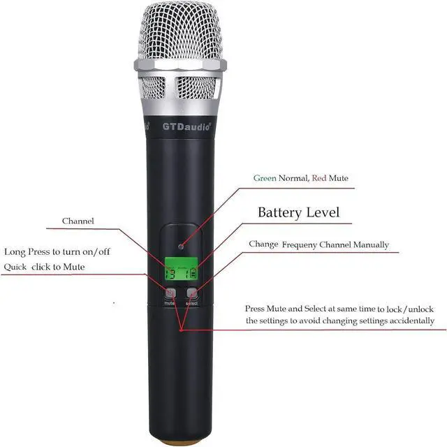 Alt view image 3 of 5 - 2x800 Adjustable Frequency UHF True Diversity Wireless Handheld Microphone Mic System Ideal for Church, Karaoke, Dj Party, Range 400 ft