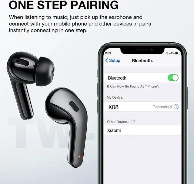 Alt view image 2 of 7 - Wireless Earbuds  Bluetooth Headphones with Microphone and Touch Control  Ultra-Light and Ergonomic Wireless Bluetooth Earbuds  40 Hours Playtime  IPX5 Waterproof Wireless Earphones