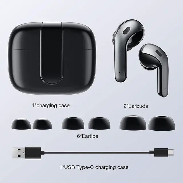Alt view image 7 of 7 - Wireless Earbuds  Bluetooth Headphones with Microphone and Touch Control  Ultra-Light and Ergonomic Wireless Bluetooth Earbuds  40 Hours Playtime  IPX5 Waterproof Wireless Earphones