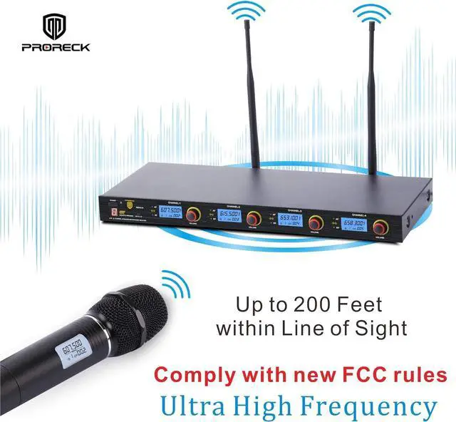 Alt view image 2 of 7 - PRORECK MX44 4-Channel UHF Wireless Microphone System with 4 Hand-held Microphones  Machine for Party/Wedding/Church/Conference/Speech