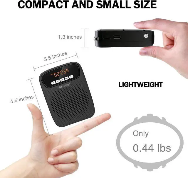Alt view image 5 of 7 - Portable Voice Amplifier Wireless & Wired Headset Microphone Speaker Mini Lightweight Personal Classroom Mic for Teachers Supports AUX Input,Bluetooth 5.0,Recording - S278UHF