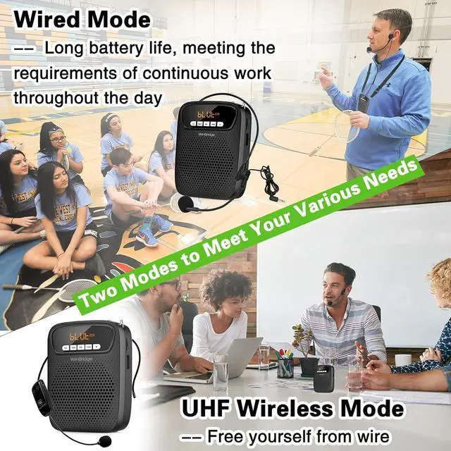 Alt view image 3 of 7 - Portable Voice Amplifier Wireless & Wired Headset Microphone Speaker Mini Lightweight Personal Classroom Mic for Teachers Supports AUX Input,Bluetooth 5.0,Recording - S278UHF
