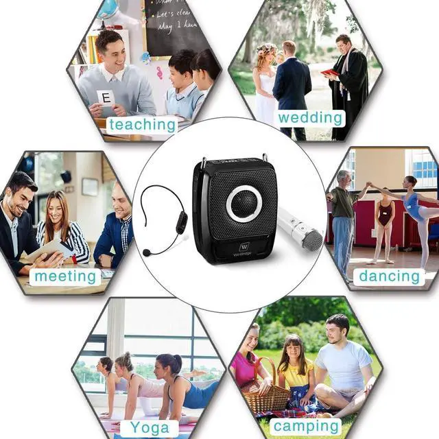 Alt view image 6 of 6 - S92 Pro Portable PA System -25W Bluetooth Speaker with Dual Wireless Microphones, Wireless Voice Amplifier with Headset Mic and Handheld Mic for Presentations, Teaching, Karaoke