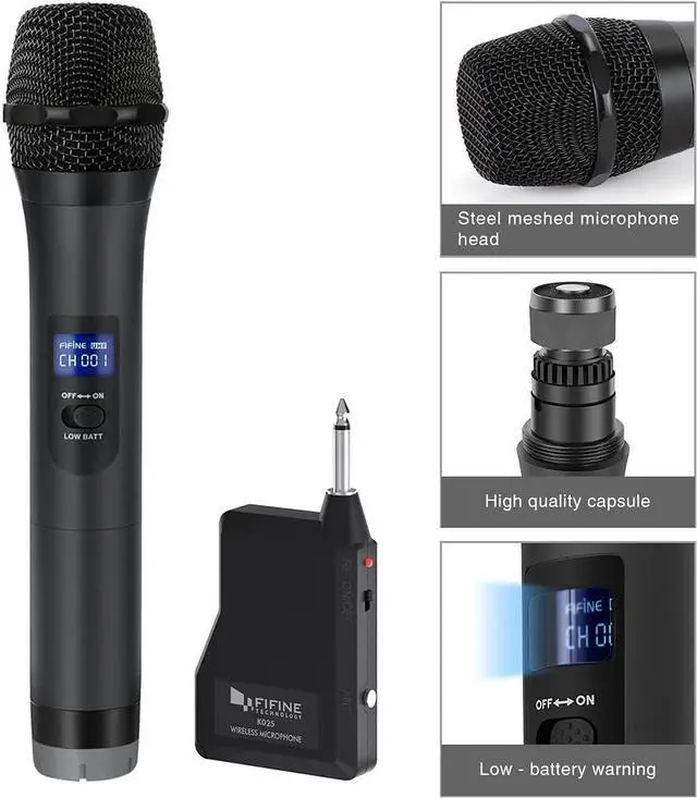 Alt view image 2 of 7 - Wireless Microphone, Handheld Dynamic Microphone Wireless mic System for  Nights and House Parties to Have Fun Over The Mixer,PA System,Speakers- Technology K025