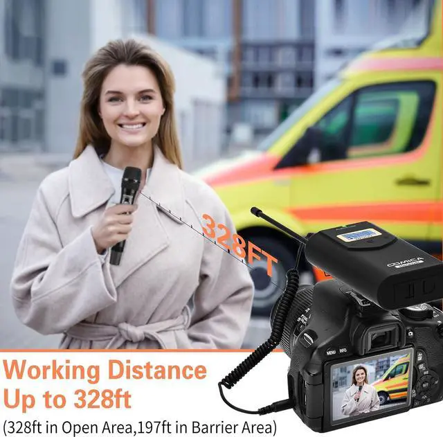 Alt view image 4 of 7 - CVM-WM100 H UHF 48-Channel Professional Wireless Handhled Microphone System for Canon Nikon Sony Panasonic Fuji DSLR Camera, XLR Camcorder, Smartphone, Perfect for Video Recording/Interview